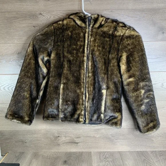 Braetan Womans Faux Fur Rain Jacket Hooded Reversable  Size M "Mink Look" - Picture 2 of 12
